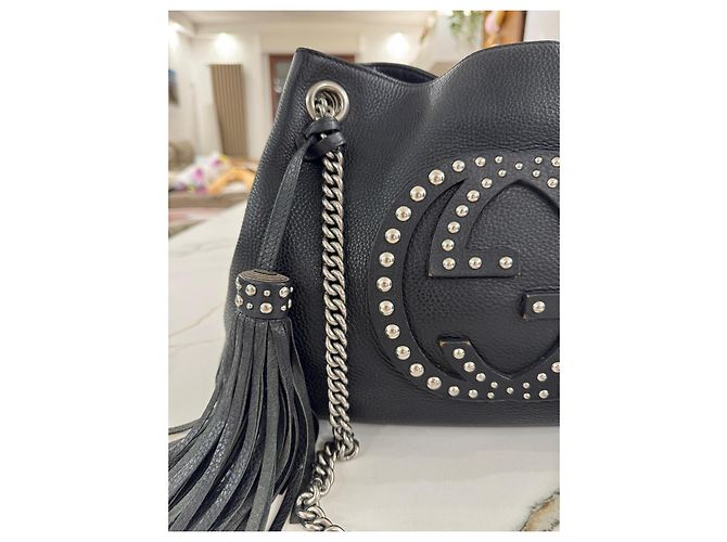 Borsa Gucci soho in pelle nera con borchie limited edition Nero - vista 5