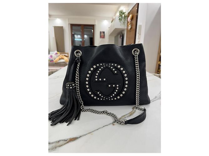 Borsa Gucci soho in pelle nera con borchie limited edition Nero - vista 6
