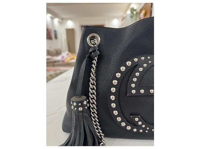 Borsa Gucci soho in pelle nera con borchie limited edition Nero - vista 9