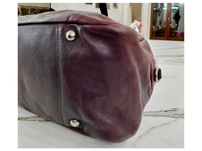 Borsa Prada in pelle bordeaux Bordò - vista 10