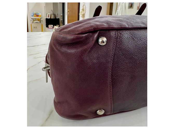 Borsa Prada in pelle bordeaux Bordò - vista 11