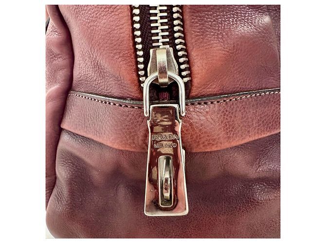 Borsa Prada in pelle bordeaux Bordò - vista 12