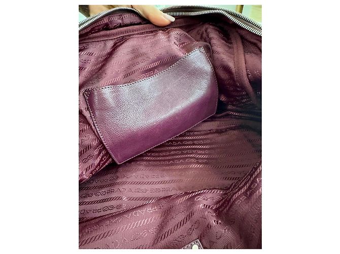 Borsa Prada in pelle bordeaux Bordò - vista 15