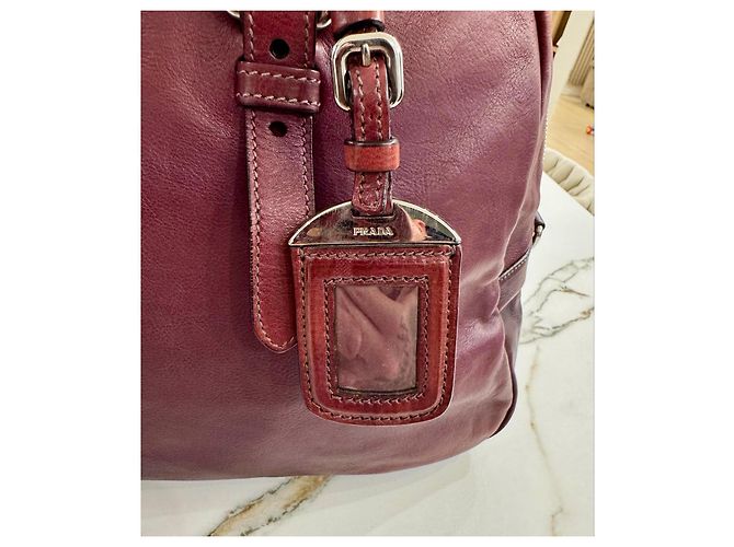 Borsa Prada in pelle bordeaux Bordò - vista 4