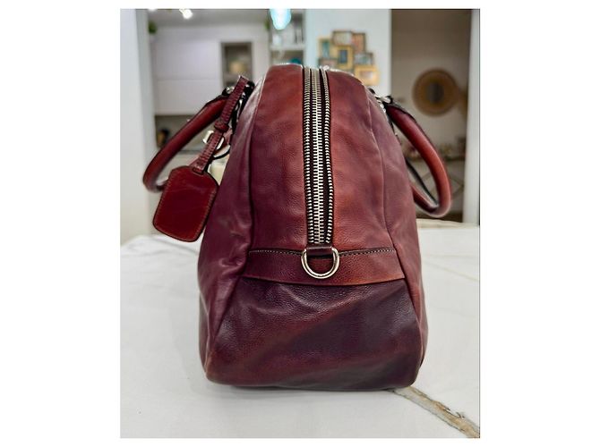 Borsa Prada in pelle bordeaux Bordò - vista 6