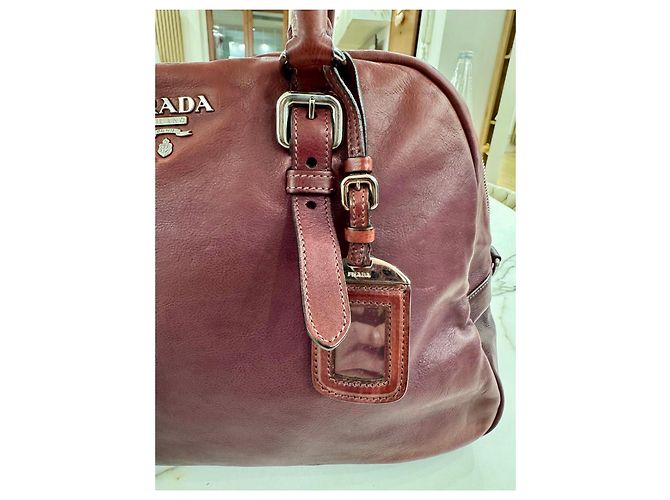 Borsa Prada in pelle bordeaux Bordò - vista 8