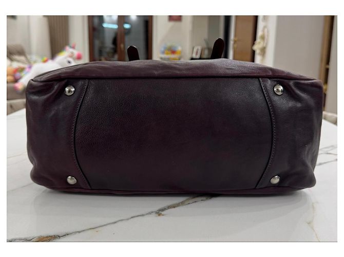 Borsa Prada in pelle bordeaux Bordò - vista 9