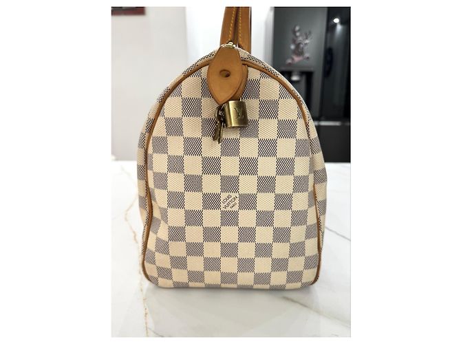 Bolsa Louis Vuitton Speedy 35 em lona Damier Azur Fora de branco - vista 10