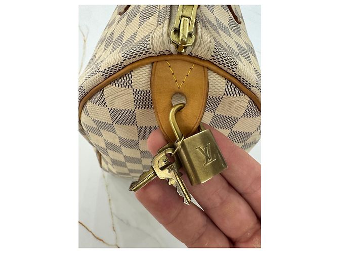 Bolsa Louis Vuitton Speedy 35 em lona Damier Azur Fora de branco - vista 11