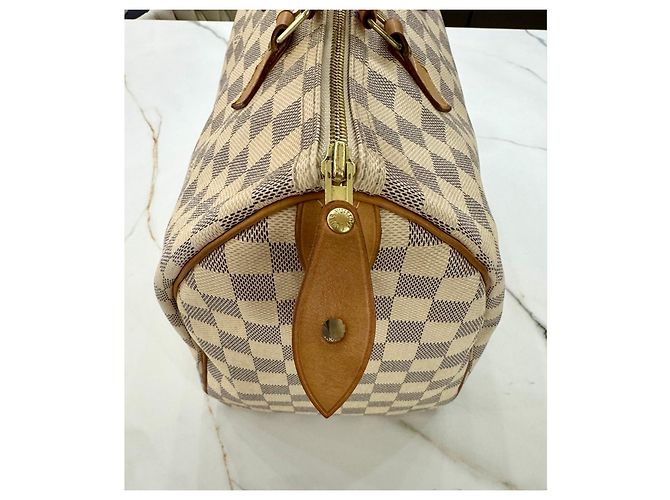 Bolsa Louis Vuitton Speedy 35 em lona Damier Azur Fora de branco - vista 12
