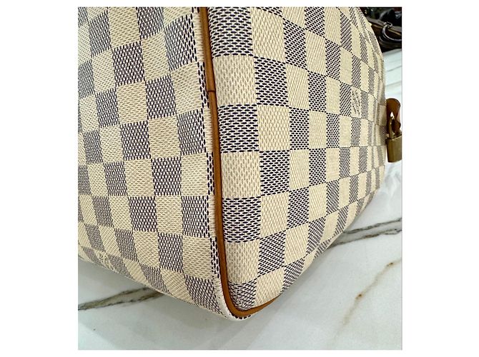 Bolsa Louis Vuitton Speedy 35 em lona Damier Azur Fora de branco - vista 14