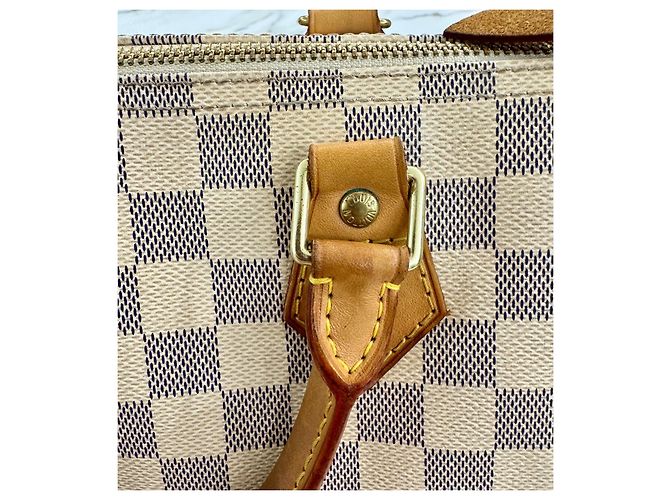 Bolsa Louis Vuitton Speedy 35 em lona Damier Azur Fora de branco - vista 17
