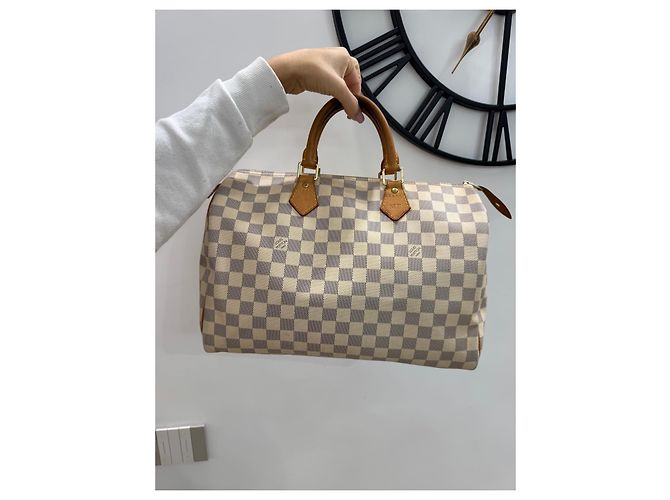 Bolsa Louis Vuitton Speedy 35 em lona Damier Azur Fora de branco - vista 2