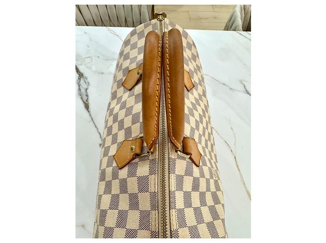 Bolsa Louis Vuitton Speedy 35 em lona Damier Azur Fora de branco - vista 7