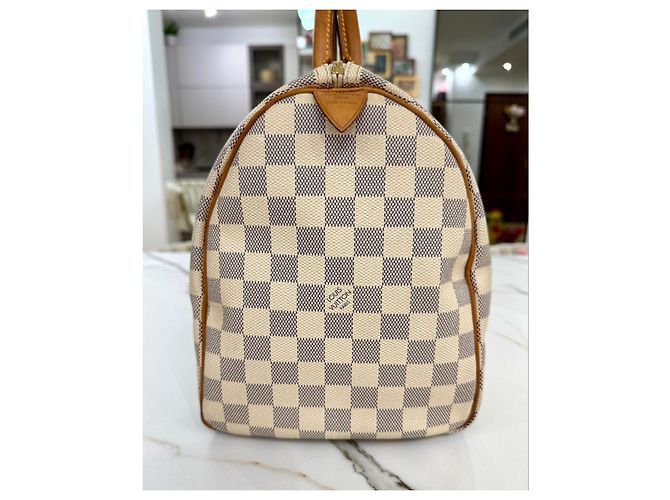Bolsa Louis Vuitton Speedy 35 em lona Damier Azur Fora de branco - vista 8