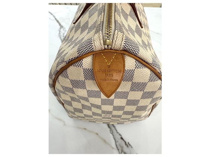 Bolsa Louis Vuitton Speedy 35 em lona Damier Azur Fora de branco - vista 9