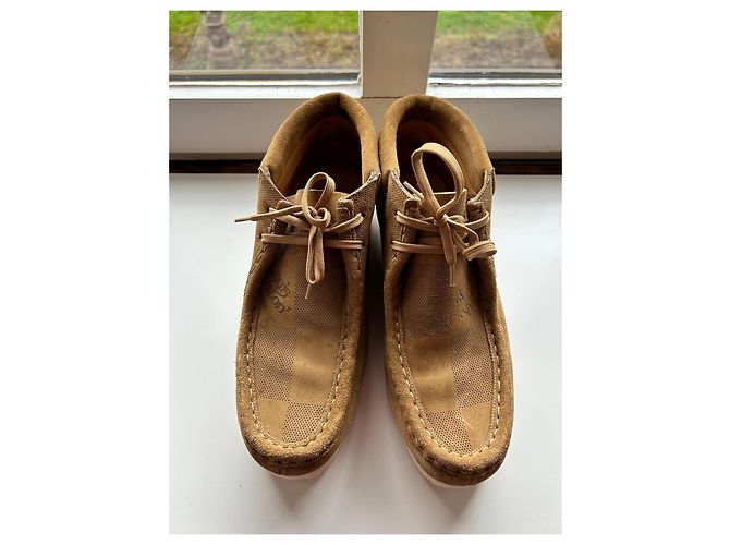 Scarpe basse in suede Louis Vuitton Damier Marrone Beige Cammello - vista 4