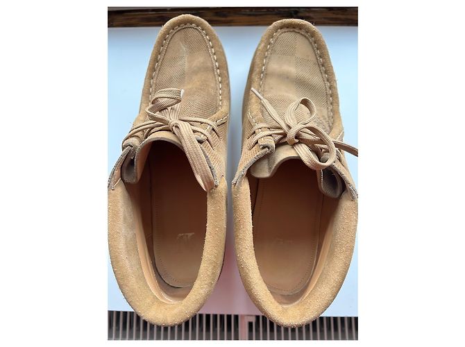 Scarpe basse in suede Louis Vuitton Damier Marrone Beige Cammello - vista 7