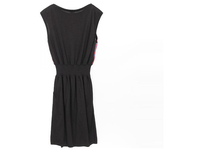 Vestido de seda y cachemira Hermès Negro Roja Azul - vista 2