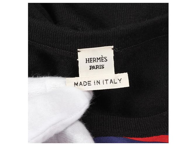 Vestido de seda y cachemira Hermès Negro Roja Azul - vista 3