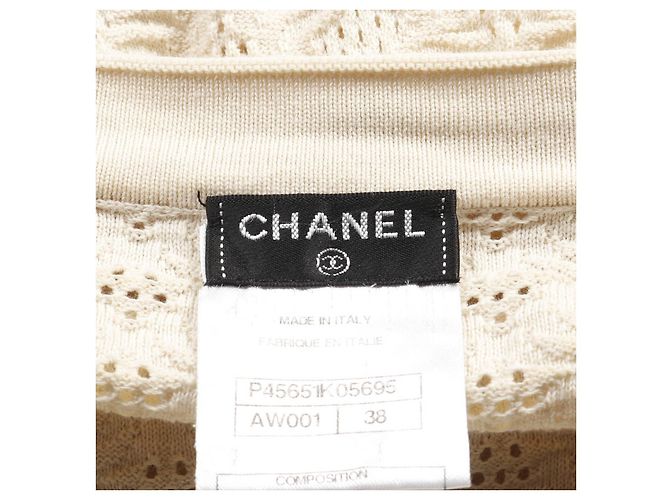 Timeless Vestido de algodón con botón Coco Mark de Chanel Beige Crudo - vista 3