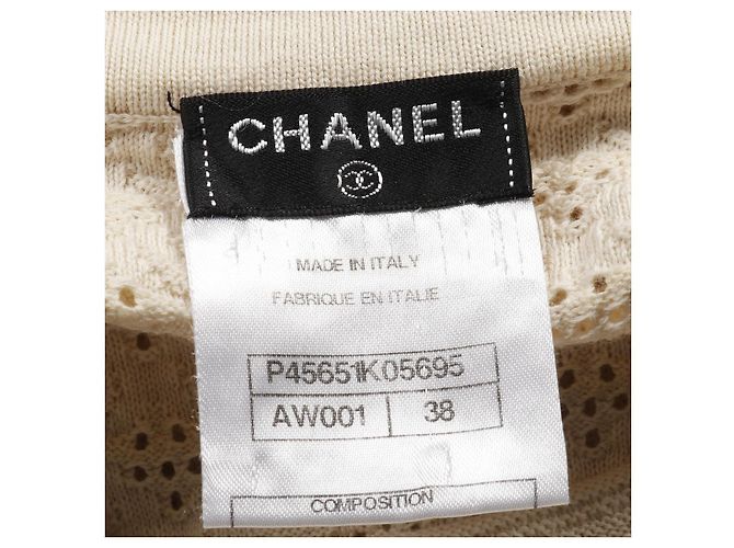 Timeless Vestido de algodón con botón Coco Mark de Chanel Beige Crudo - vista 5