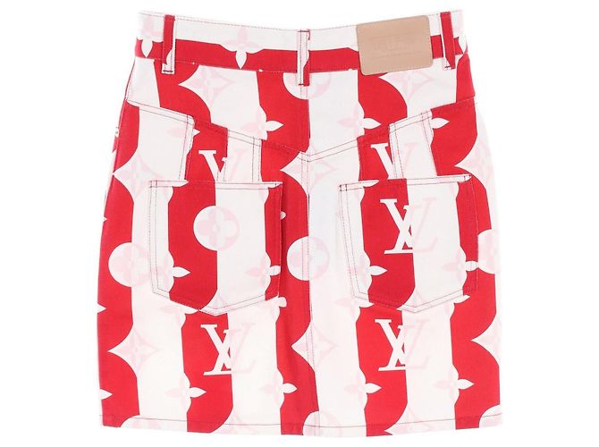 Louis Vuitton Monogram Cotton Skirt Pink White Red - view 2
