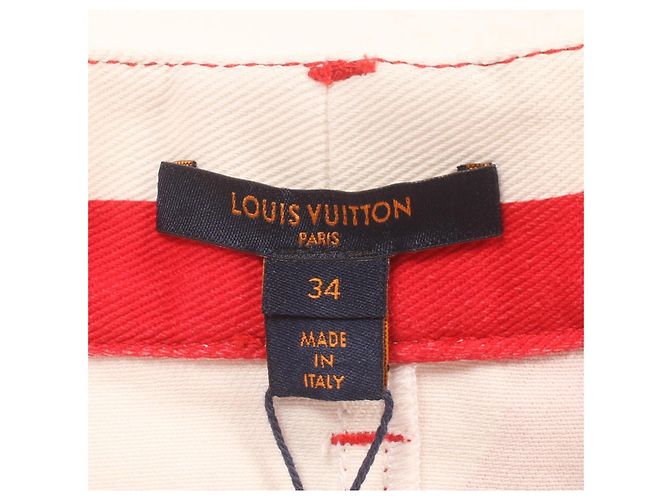 Louis Vuitton Monogram Cotton Skirt Pink White Red - view 3