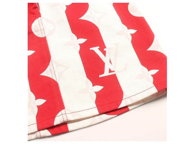 Louis Vuitton Monogram Cotton Skirt Pink White Red - view 7