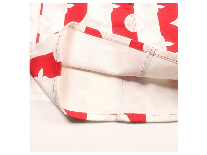 Louis Vuitton Monogram Cotton Skirt Pink White Red - view 8
