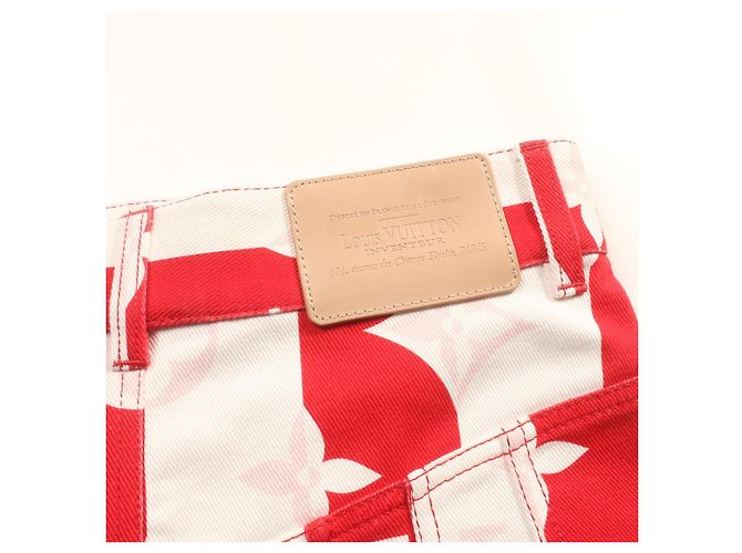 Louis Vuitton Monogram Cotton Skirt Pink White Red - view 9