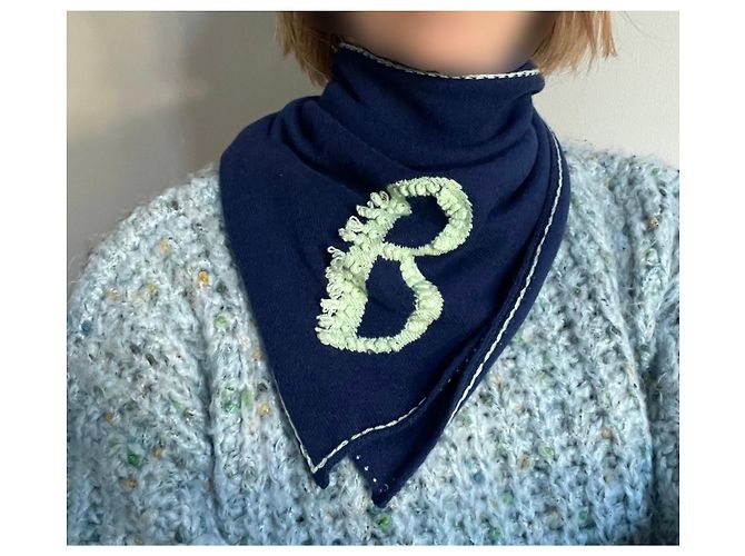 Barrie Marine und Mandelgrüner Schal oder Bandana Marineblau Hellgrün - Ansicht 8