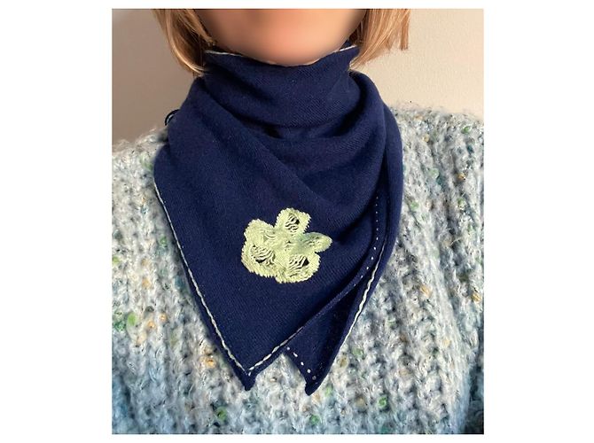 Barrie Marine und Mandelgrüner Schal oder Bandana Marineblau Hellgrün - Ansicht 9