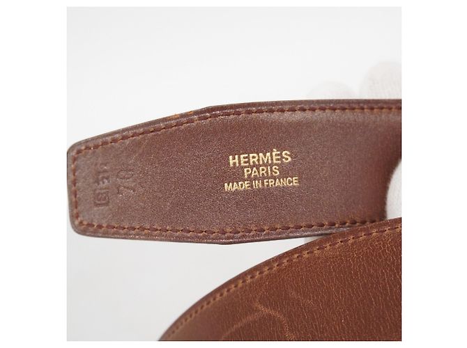 Cintura Hermès Constance in pelle Box Calf Marrone Beige - vista 2