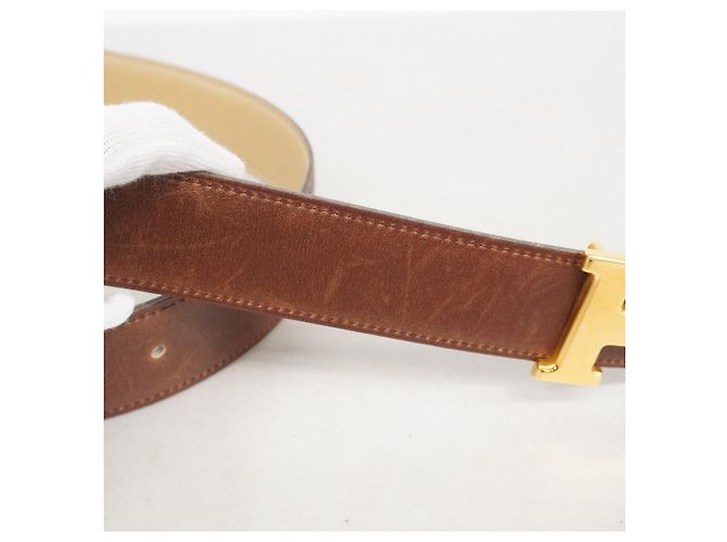 Cintura Hermès Constance in pelle Box Calf Marrone Beige - vista 6