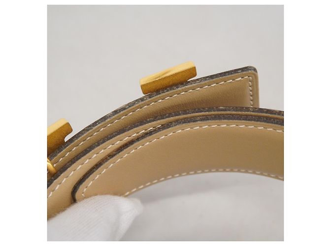 Cintura Hermès Constance in pelle Box Calf Marrone Beige - vista 7