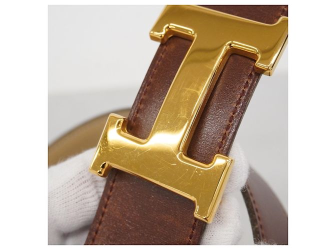 Cintura Hermès Constance in pelle Box Calf Marrone Beige - vista 9