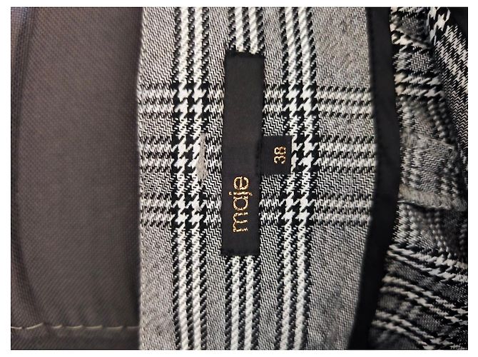 Maje Bermuda xadrez cinza com cinto Preto Branco - vista 5