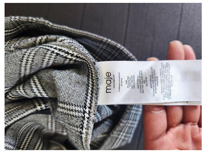 Maje Bermuda xadrez cinza com cinto Preto Branco - vista 6