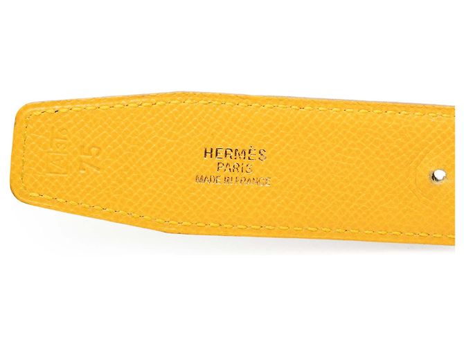 Cintura reversibile Constance H in vitello nero e Courchevel di Hermès Caramello - vista 5