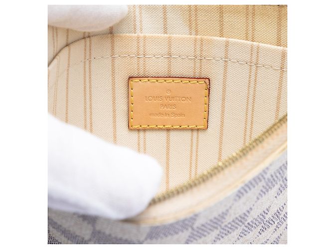 Pochette Louis Vuitton Neverfull MM Damier Azur Bianco - vista 5