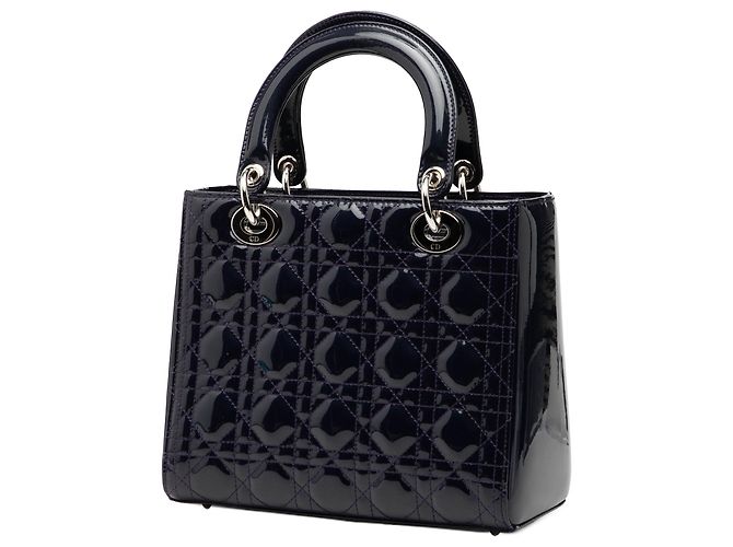 Dior Blu Medio Patent Cannage Lady Dior Blu navy - vista 2