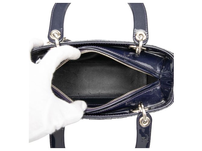 Dior Blu Medio Patent Cannage Lady Dior Blu navy - vista 4