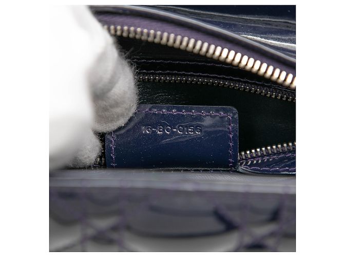 Dior Blu Medio Patent Cannage Lady Dior Blu navy - vista 6