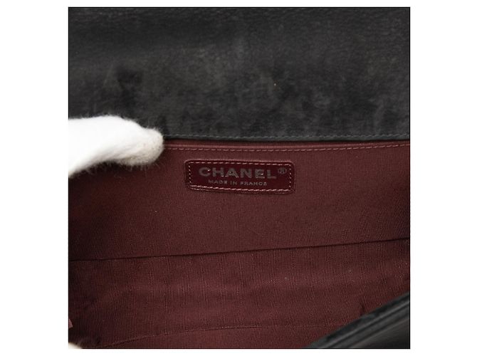 Chanel Nero Vecchio Medio Chevron Camoscio Boy Flap - vista 4