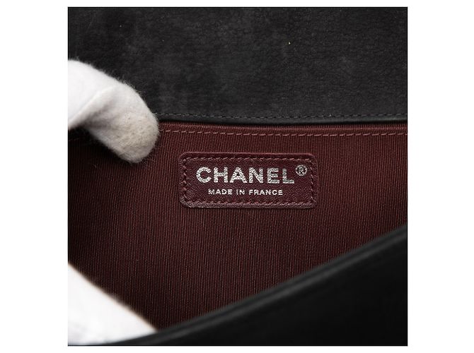 Chanel Nero Vecchio Medio Chevron Camoscio Boy Flap - vista 5