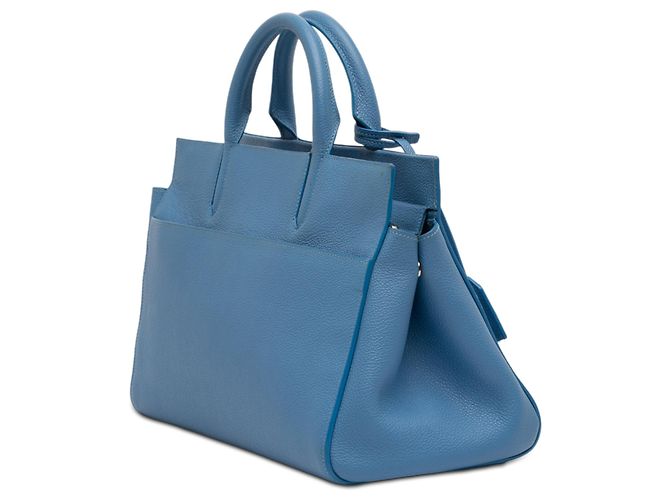 Borsa cabas Rive Gauche in pelle di vitello grana blu Saint Laurent - vista 2