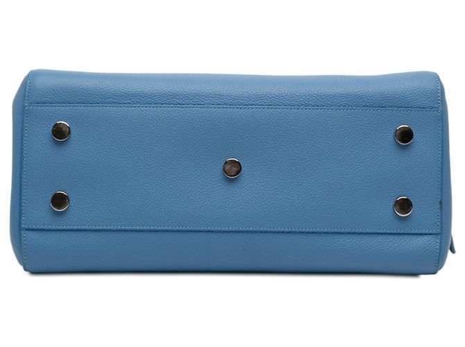 Borsa cabas Rive Gauche in pelle di vitello grana blu Saint Laurent - vista 3
