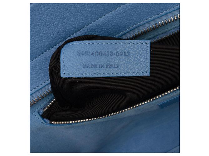Borsa cabas Rive Gauche in pelle di vitello grana blu Saint Laurent - vista 6