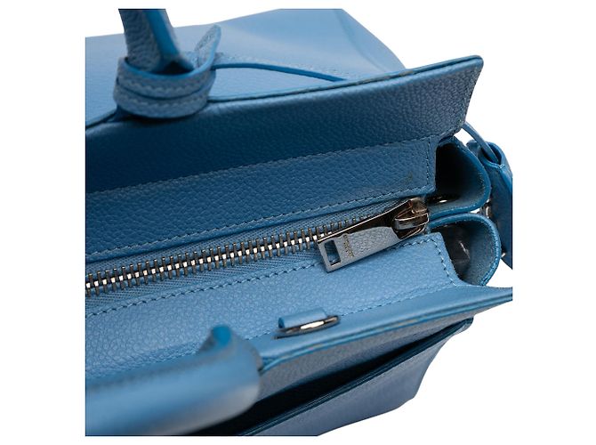 Borsa cabas Rive Gauche in pelle di vitello grana blu Saint Laurent - vista 8